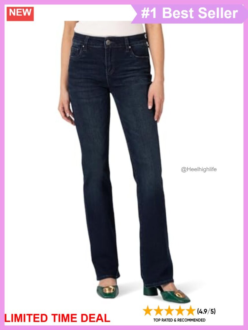 Mid Rise Flare Jeans Five Pocket Cotton Blend